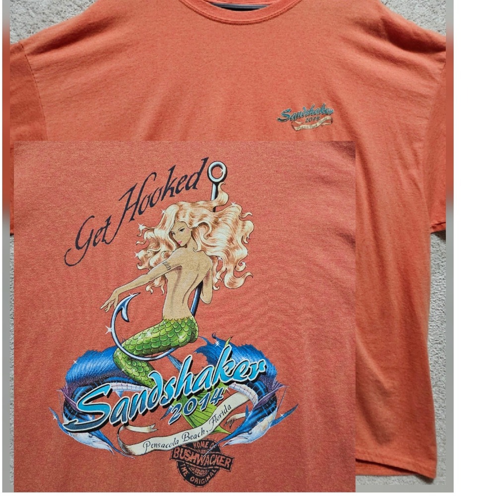 Sandshaker 2014 Pensacola Beach FL Mermaid Fishing‎ T-Shirt 3XL Gildan Cotton